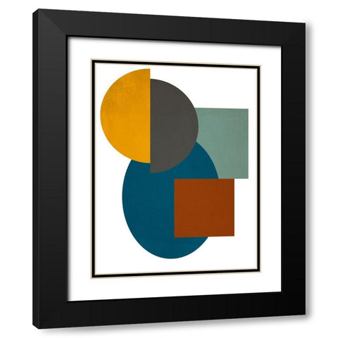 Simple Shapes on White II Black Modern Wood Framed Art Print with Double Matting by SD Graphics Studio