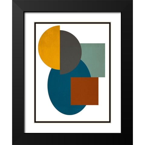 Simple Shapes on White II Black Modern Wood Framed Art Print with Double Matting by SD Graphics Studio
