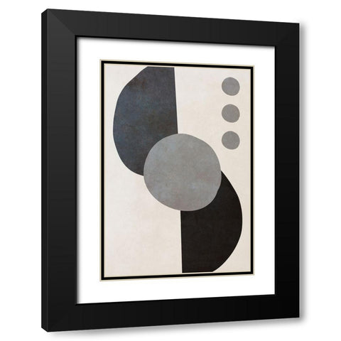 Black Shapes II Black Modern Wood Framed Art Print with Double Matting by SD Graphics Studio