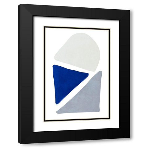 Blue Simple Shapes II Black Modern Wood Framed Art Print with Double Matting by SD Graphics Studio