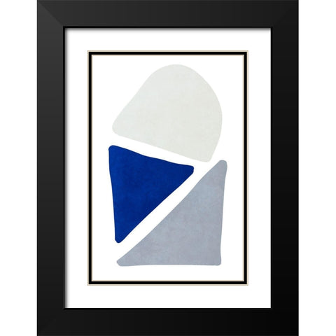 Blue Simple Shapes II Black Modern Wood Framed Art Print with Double Matting by SD Graphics Studio
