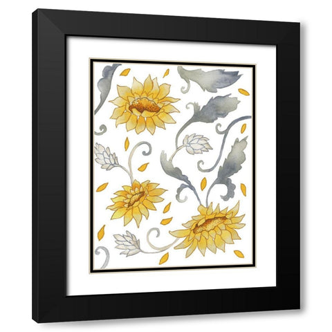 Sunflower Bunches Black Modern Wood Framed Art Print with Double Matting by Medley, Elizabeth