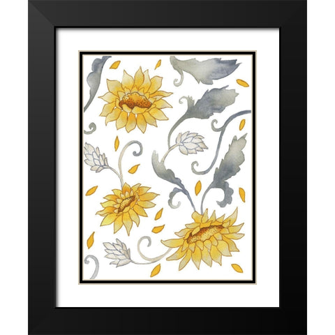 Sunflower Bunches Black Modern Wood Framed Art Print with Double Matting by Medley, Elizabeth