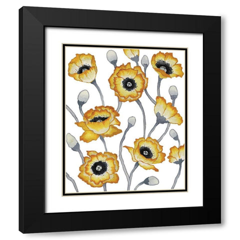 Yellow Peonies Black Modern Wood Framed Art Print with Double Matting by Medley, Elizabeth