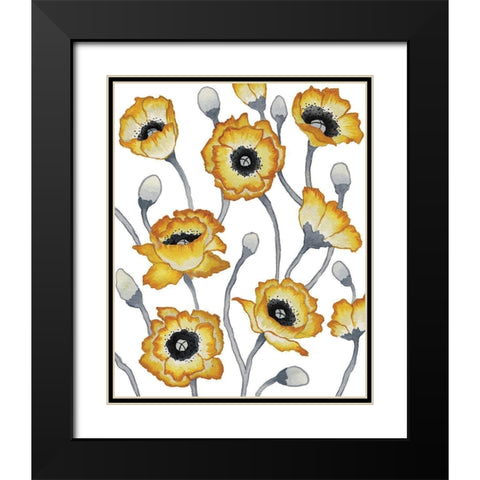 Yellow Peonies Black Modern Wood Framed Art Print with Double Matting by Medley, Elizabeth