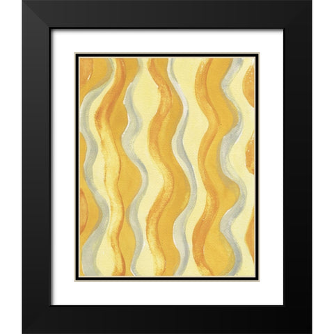 Yellow and Gray Waves Black Modern Wood Framed Art Print with Double Matting by Medley, Elizabeth