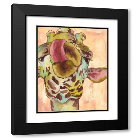 Funky Giraffe Black Modern Wood Framed Art Print with Double Matting by Medley, Elizabeth