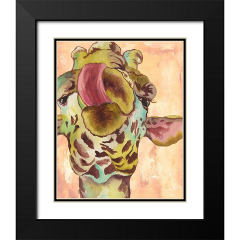 Funky Giraffe Black Modern Wood Framed Art Print with Double Matting by Medley, Elizabeth