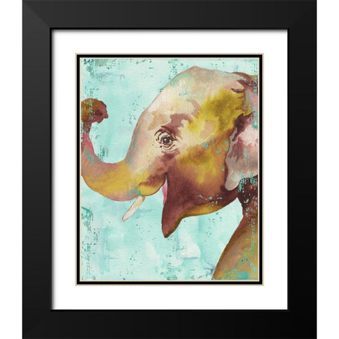 Funky Elephant Black Modern Wood Framed Art Print with Double Matting by Medley, Elizabeth
