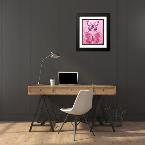 Butterfly Duo in Pink Black Modern Wood Framed Art Print with Double Matting by Medley, Elizabeth