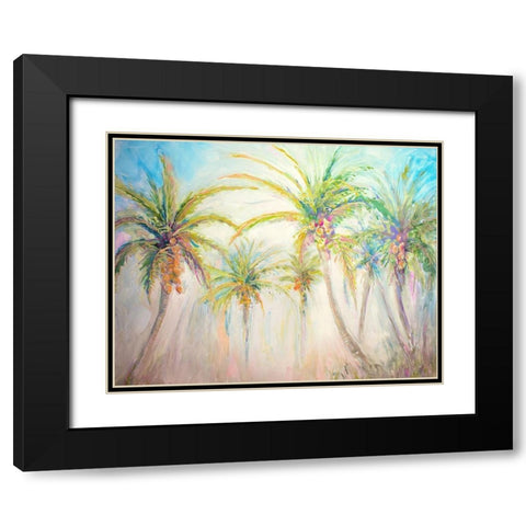 Watercolor Palms Scene Black Modern Wood Framed Art Print with Double Matting by Diannart
