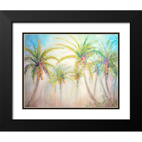 Watercolor Palms Scene Black Modern Wood Framed Art Print with Double Matting by Diannart