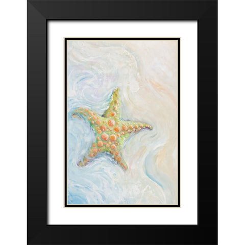 Watercolor Starfish II Black Modern Wood Framed Art Print with Double Matting by Diannart