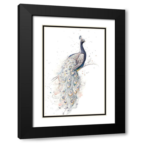 Peacock Black Modern Wood Framed Art Print with Double Matting by Pinto, Patricia