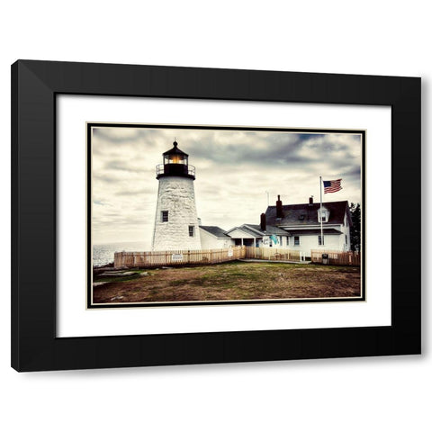 American Harbor Lighthouse Black Modern Wood Framed Art Print with Double Matting by Amos, Andy
