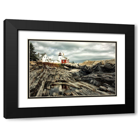 Harbor Lighthouse I Black Modern Wood Framed Art Print with Double Matting by Amos, Andy