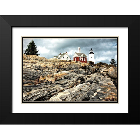 Harbor Lighthouse II Black Modern Wood Framed Art Print with Double Matting by Amos, Andy