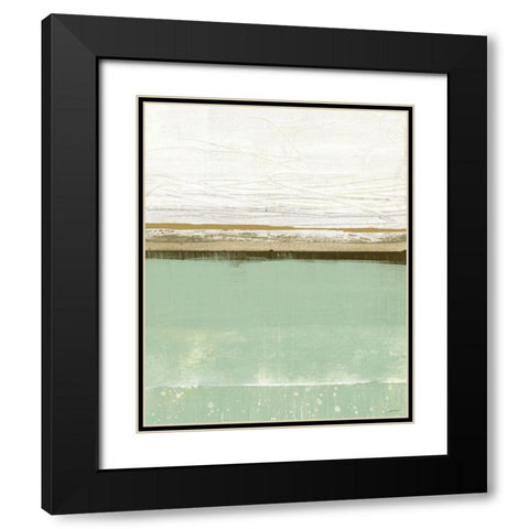 Familiar Feeling Green And Beige Black Modern Wood Framed Art Print with Double Matting by Meneely, Dan