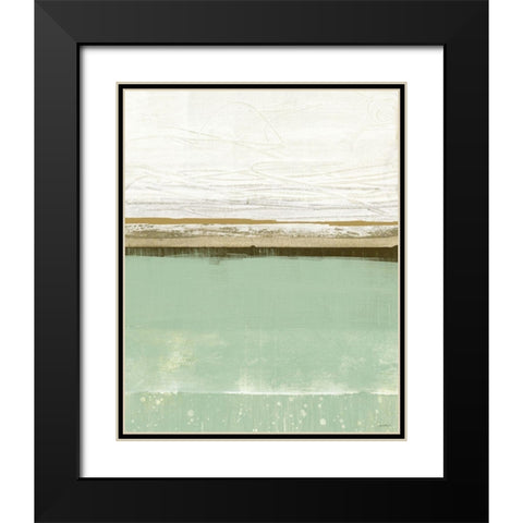 Familiar Feeling Green And Beige Black Modern Wood Framed Art Print with Double Matting by Meneely, Dan