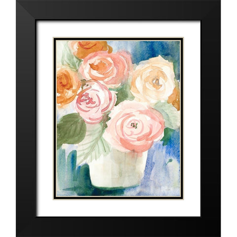 Cherry Peonies Black Modern Wood Framed Art Print with Double Matting by Loreth, Lanie
