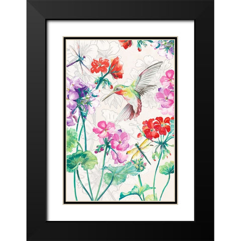 New Hummingbird Garden I Black Modern Wood Framed Art Print with Double Matting by Pinto, Patricia