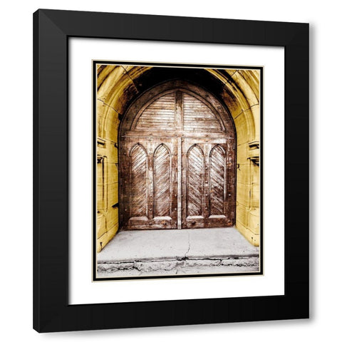 Golden Cathedral Door I Black Modern Wood Framed Art Print with Double Matting by Bill Carson Photography