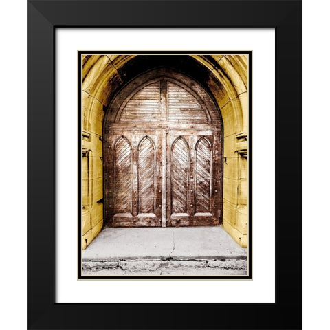 Golden Cathedral Door I Black Modern Wood Framed Art Print with Double Matting by Bill Carson Photography