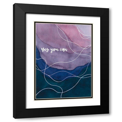Yes You Can Black Modern Wood Framed Art Print with Double Matting by Amaya