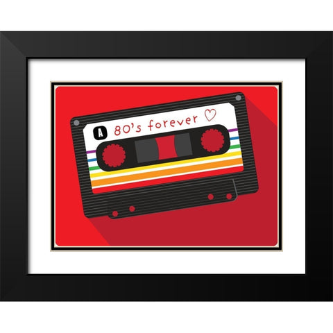 Retro 80s Black Modern Wood Framed Art Print with Double Matting by Bucheli, Jen