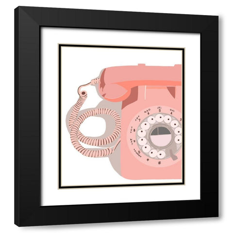 Vintage Phone Black Modern Wood Framed Art Print with Double Matting by Bucheli, Jen