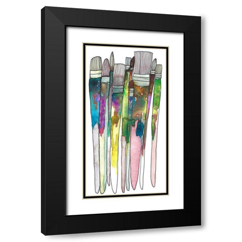 Paint Brushes Black Modern Wood Framed Art Print with Double Matting by Bucheli, Jen