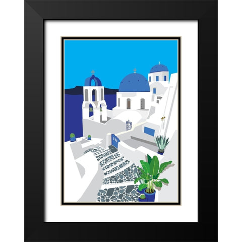 Santorini Black Modern Wood Framed Art Print with Double Matting by Bucheli, Jen