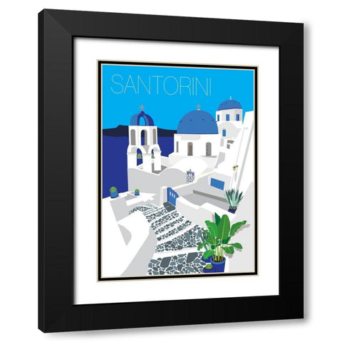 Santorini Black Modern Wood Framed Art Print with Double Matting by Bucheli, Jen