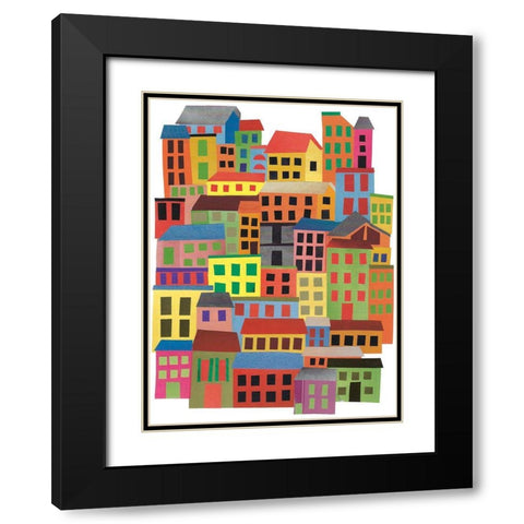 Mid Town City Black Modern Wood Framed Art Print with Double Matting by Bucheli, Jen