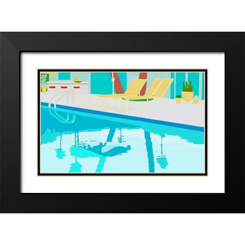 Poolside Black Modern Wood Framed Art Print with Double Matting by Bucheli, Jen