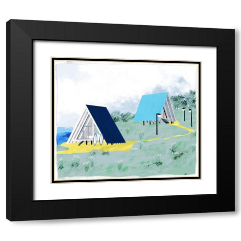 Lake Cabins At Dawn Black Modern Wood Framed Art Print with Double Matting by Bucheli, Jen