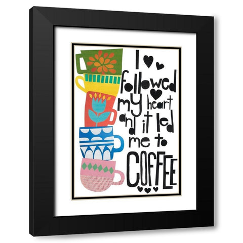 Heart and Coffee Black Modern Wood Framed Art Print with Double Matting by Bucheli, Jen