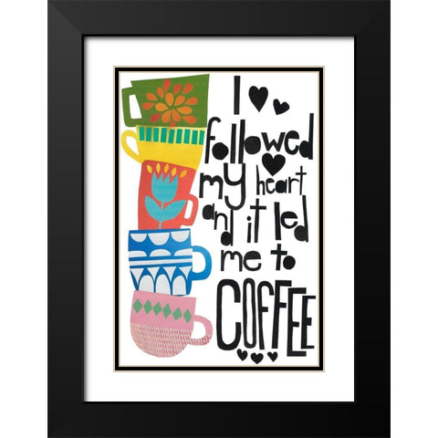 Heart and Coffee Black Modern Wood Framed Art Print with Double Matting by Bucheli, Jen