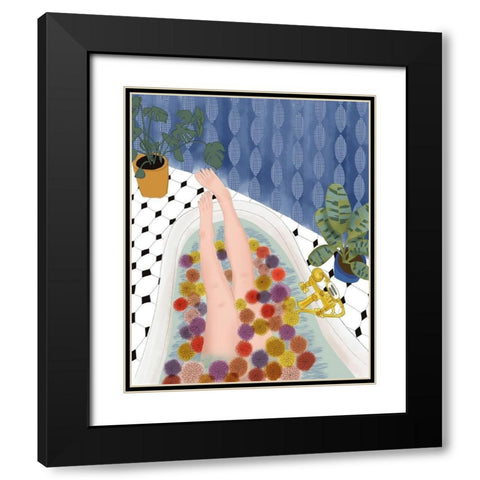 Bubble Bath Dream Black Modern Wood Framed Art Print with Double Matting by Bucheli, Jen
