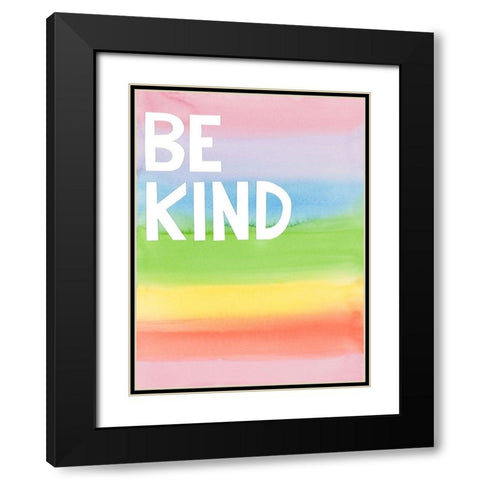 Be Kind Rainbow Colors Black Modern Wood Framed Art Print with Double Matting by Bucheli, Jen