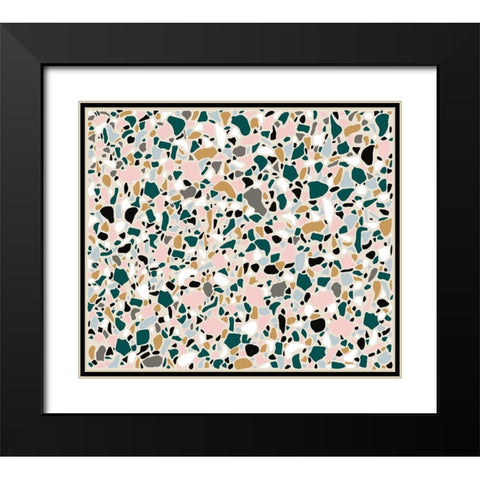 Teal Terrazo Black Modern Wood Framed Art Print with Double Matting by Bucheli, Jen