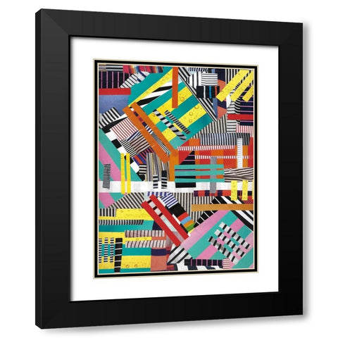 Colorful Abstract Lines Black Modern Wood Framed Art Print with Double Matting by Bucheli, Jen