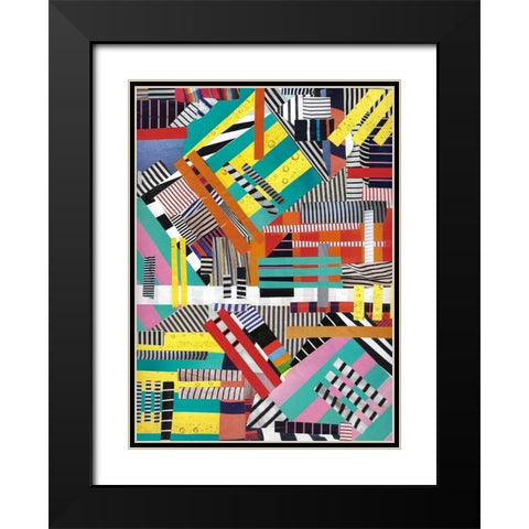Colorful Abstract Lines Black Modern Wood Framed Art Print with Double Matting by Bucheli, Jen