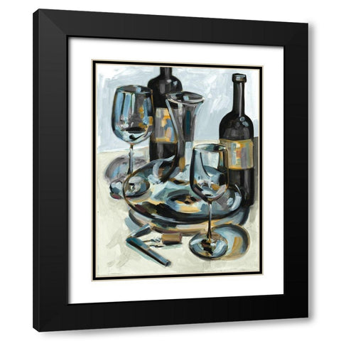 Wine with Dinner I Black Modern Wood Framed Art Print with Double Matting by French-Roussia, Heather A.