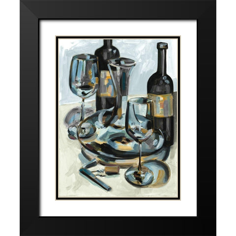 Wine with Dinner I Black Modern Wood Framed Art Print with Double Matting by French-Roussia, Heather A.