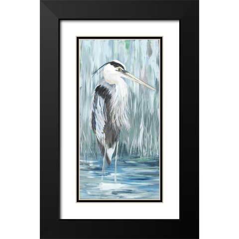 Standing Still Heron I (Blue) Black Modern Wood Framed Art Print with Double Matting by DeRice, Julie