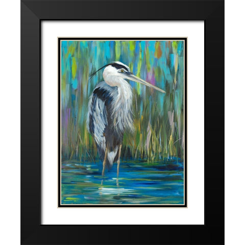 Standing Heron I Black Modern Wood Framed Art Print with Double Matting by DeRice, Julie