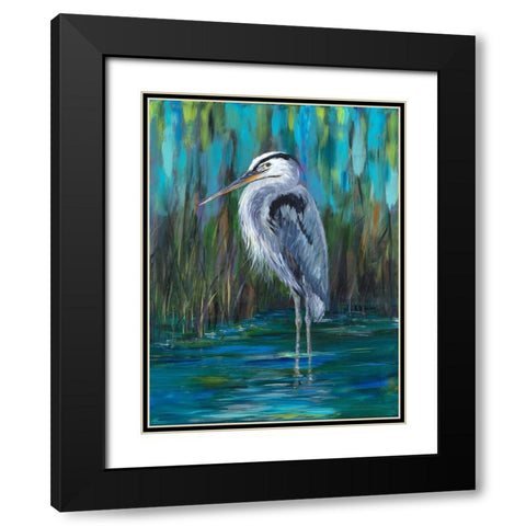 Standing Heron II Black Modern Wood Framed Art Print with Double Matting by DeRice, Julie
