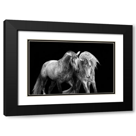 Two Friends Black Modern Wood Framed Art Print with Double Matting by Walker, Carol