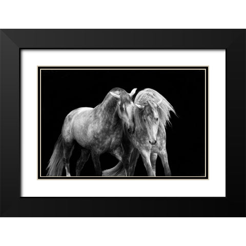 Two Friends Black Modern Wood Framed Art Print with Double Matting by Walker, Carol